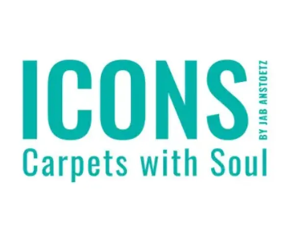 „Logo der JAB ICONS Teppichkollektion mit dem Claim ‚Carpets with Soul‘ – hochwertige Designerteppiche mit emotionaler Tiefe und künstlerischem Anspruch.“